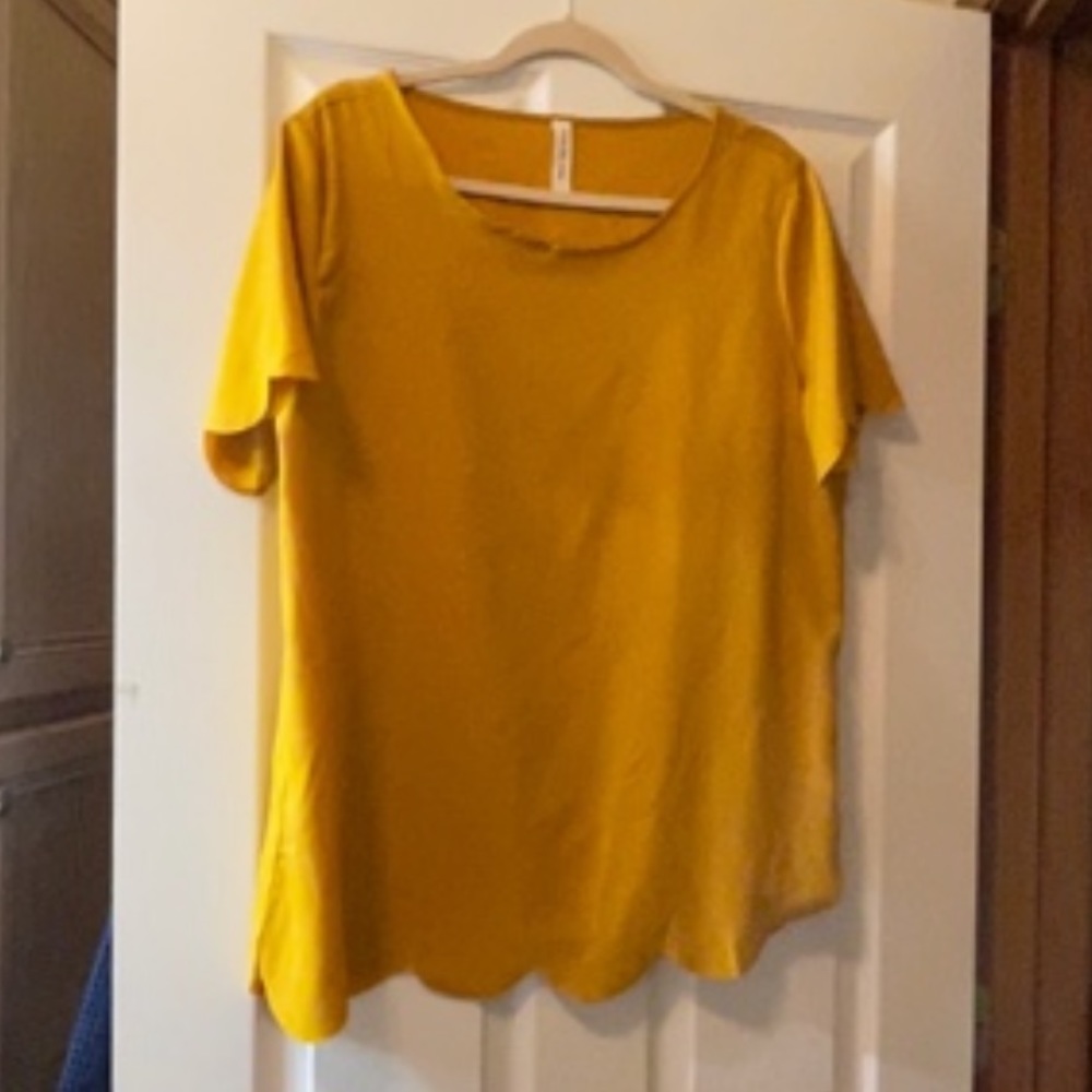 Mustard Yellow Scalloped Blouse